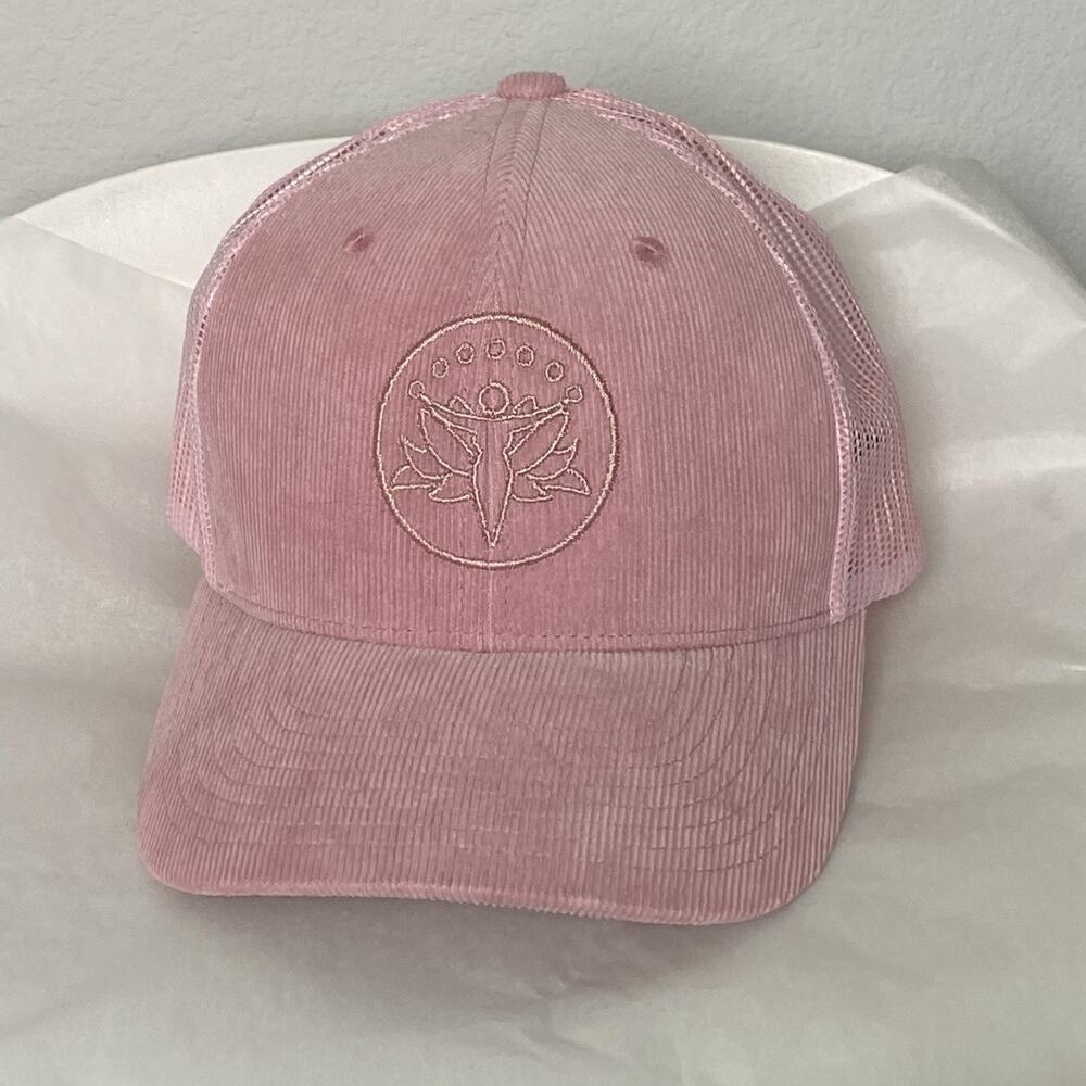 Pit Bull Cambridge Pink Corduroy Mesh Trucker Hat Y2K Embroidered Celestial Boho